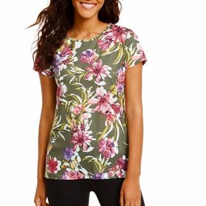 Ideology Floral print Keyhole Back Top Shirt M